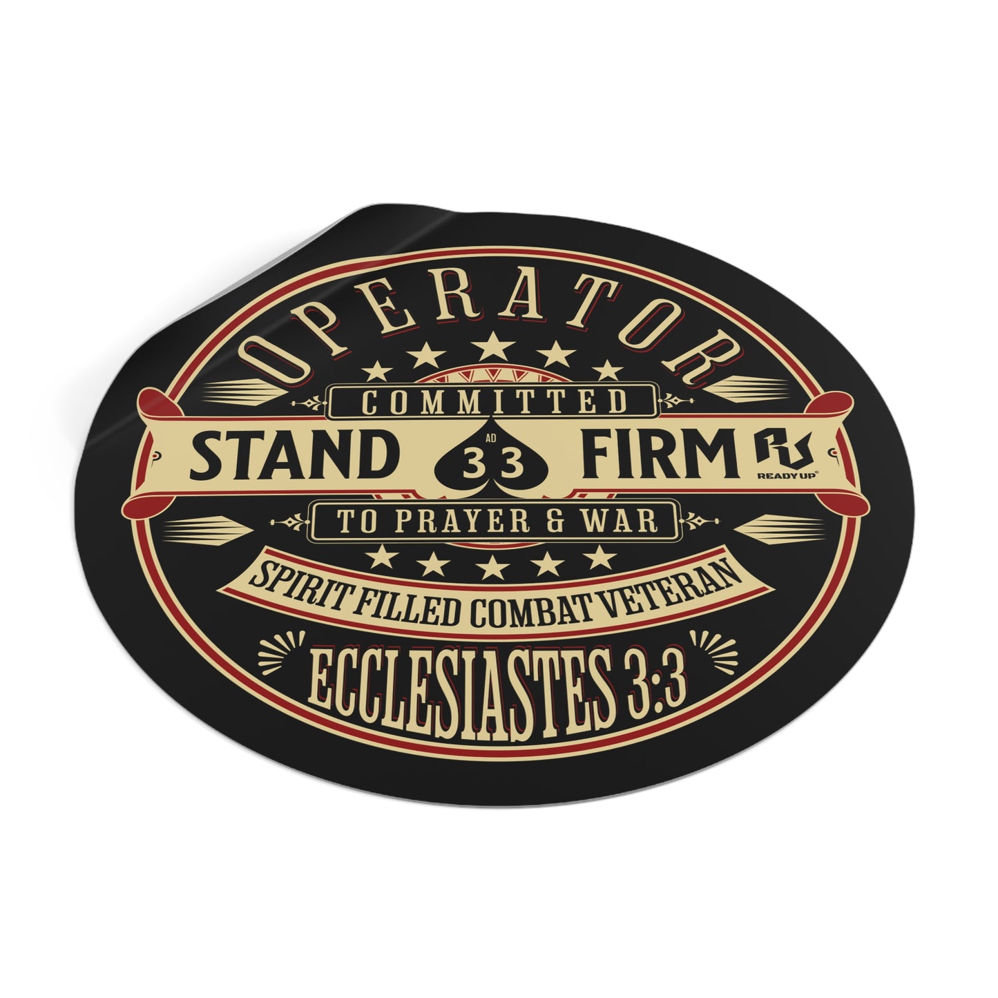Committed to Prayer & War – Ecclesiastes 3:3 Round Vinyl Sticker